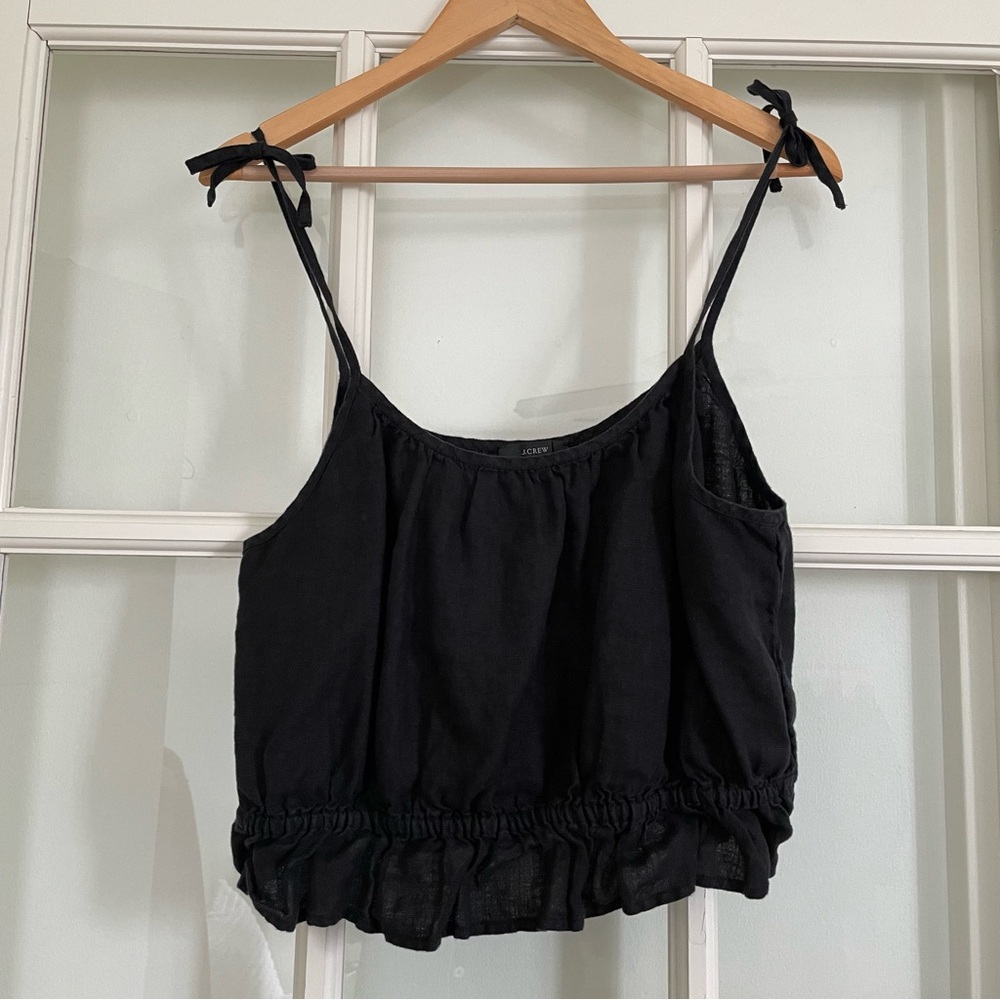 J. Crew Black Tie-Shoulder Cotton Tank Top
